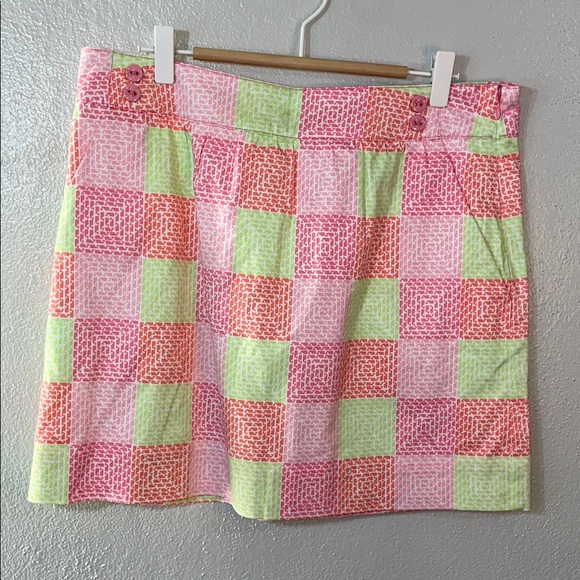 Vineyard Vines Dresses & Skirts - Vineyard Vines Patchwork Whales Skirt Sz 6 Pink Green Preppy Cotton Golf Tennis